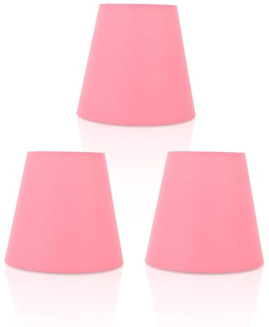 Juego De 3 Pantallas Pequeñas, E14 Rosa Pantalla Lampara Pantalla Lampara Mesa Pantallas De Lámpara De Araña Con Clip Pantallas Para Lamparas De Pie Pantalla De Tela De Barril Moderna