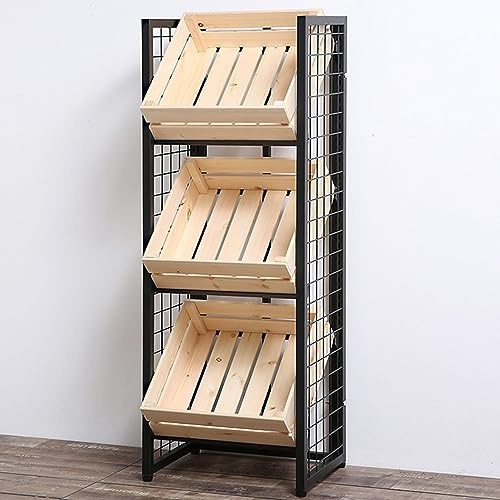 Metal Hanging Storage Bin for Kitchen Pantry - Heavy-Duty Market Basket Storage Stand for Snack Fruit Vegetable Produce, Food Packet Rack Display Tray for Showcase/Tradeshow/Vendors/Mall