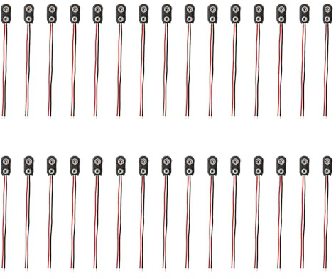 30 Piezas Conector Pila 9V, Conector Batería 9V Tipo I, Clips para Batería con Cable de 15 cm, Ideales para Proyectos Electrónicos y DIY, Cubierta de Plástico Durable (I-Type)
