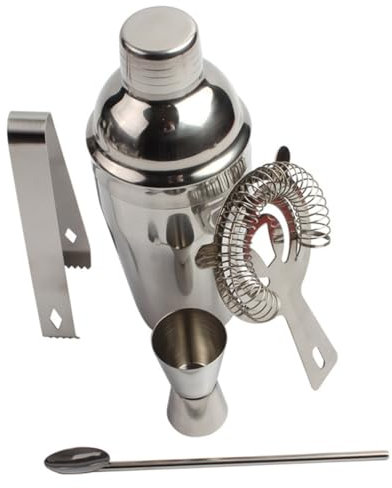 Garneck Juego De 5 Cocteleras Inoxidable Profesional Mezclador De Utensilios De Barman Kit De Herramientas De Bar Accesorios (750 Ml)