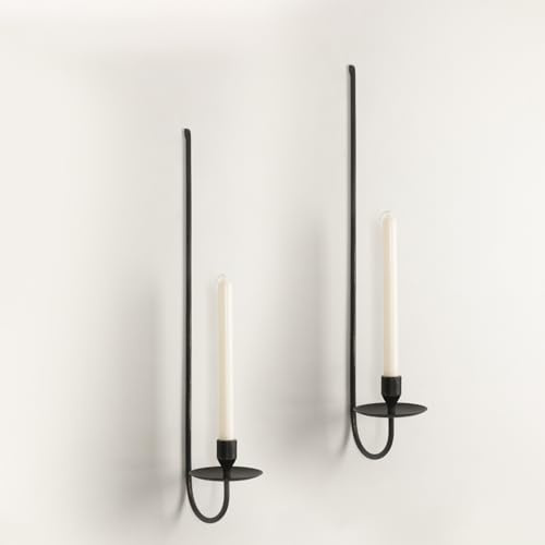 24.8 Iron Metal Wall Candle Sconce Holder, Set of 2 Wall Mount Candle Holders Modern Wall Candle Sconces Hanging for Living Room Farmhouse Fireplace Wedding