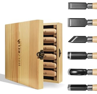 HOLZHELD - 6-teiliges Stechbeitel-Set bestehend aus Stechbeitel und Hohlbeitel zur Holzbearbeitung für Hobbyhandwerker. Hochwertiger japanischer Stahl zum Holzwerken.