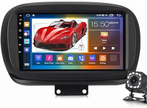 Keoaiob Android 14 Head Unit Double Din Car Stereo Sat Nav For Fiat 500X 2014-2020 Radio GPS Navigation 9'' MP5 Multimedia Video Player FM Receiver With 4G 5G WiFi SWC AHD Camera(Color:M150S)
