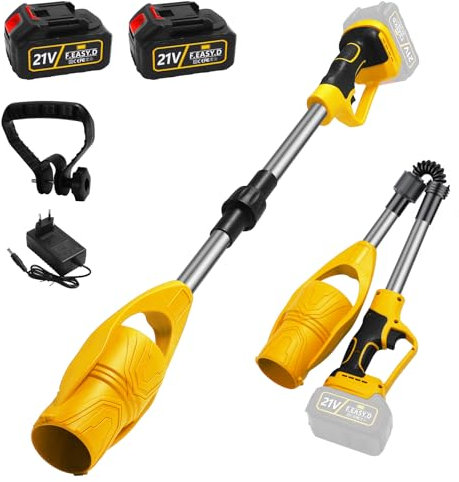 EOJDDPA Leaf Blower 21V Cordless, 260 km/h, Brushless Garden Blowers 400W, Lightweight & Low Noise for Garden, Lawn, Wet Leaves, 3 - Second Foldable Design (92cm→45cm)