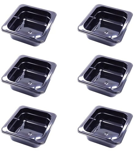 AcMax 6 Stück GN 1/6 Gastronormbehälter GN-Behälter, 1 Liter Tiefe 65mm Kunststoff schwarz