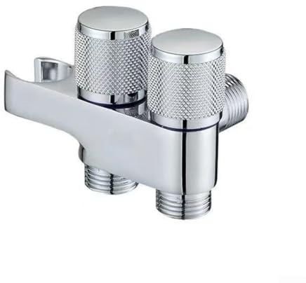 Advokingtap Zinc Alloy Angle Valve G1/2 Double Outlet Fitting For Shower Head Toilet Sink Basin(Chrome)