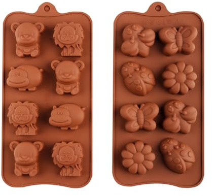 Bojueshaw 2pcs Animal & Insect Silicone Mould Set,Non-Stick Food Grade Mould for Baking,Crafts,Chocolate,Candy