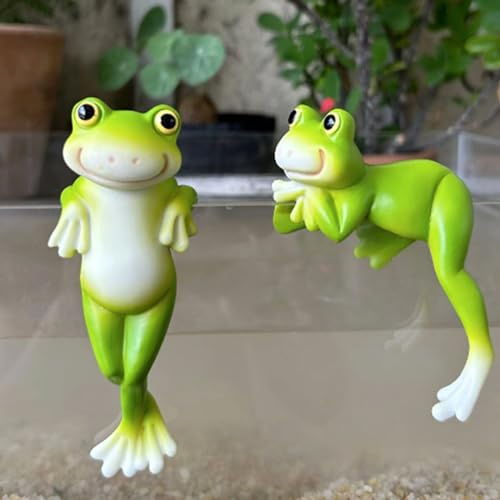 Yarteim Frosch Deko Garten Figuren,Blumentopf Hänger Frösche Deko,Tiere Harz Statue Gartendeko,Deko Frosch Blumentopfhänger,Tiere Dekofigur für Frühling Sommer Balkon Deko Topfdekorationen