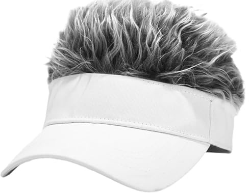 LXOrdora Mens Visor Hat Spiked Wig Novelty Baseball Golf Cap with Fake Hair | Adjustable baseball golf cap style, fake hair design, party, costume, sport event, funny hat for men