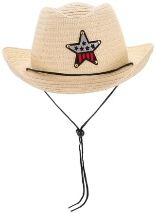 Milisten Barns Pentagram Halmhatt Solhatt Barn Solhattar Cowboy Kostym Keps Västra Parti Rekvisita Flickor Solhatt Barnkåpa Solhattar För Småbarn Små Flickor Hatt Lyocell Fiber Beige