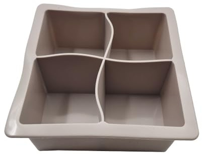 Large Silicone Ice Cube Tray 4 Pack – Flexible Mould for 4 Large Square Ice Cubes 4.5cm (Natural)