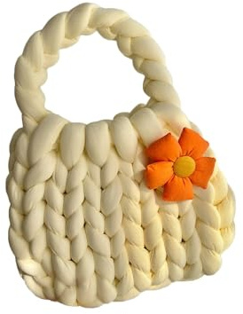 Generico Borsa a Mano Donna in Filato Spesso – Tracolla Intrecciata con Manici Superiori a Uncinetto, Morbida e Lavabile in Lavatrice per Stile Boho-Chic(A1 cream)