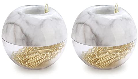 Giyofom Gold Bueroklammern in Eleganten Magnetischen Marmor Clip Halter, 28mm, 200 Clips Pro Box