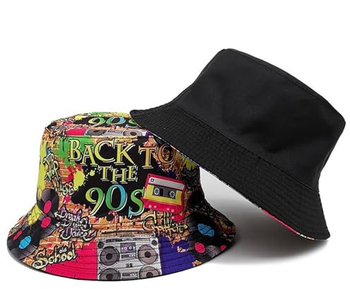 ZXTGBQ Sombrero De Cubo Retro Estilo 80 90, Sombrero De Pescador, Plegable Sombreros De Pescador Unisex, De Los AñOs 80, Bucket Hat Fisherman Sombreros, Estilo Vintage AñOs 90, para Fiesta De