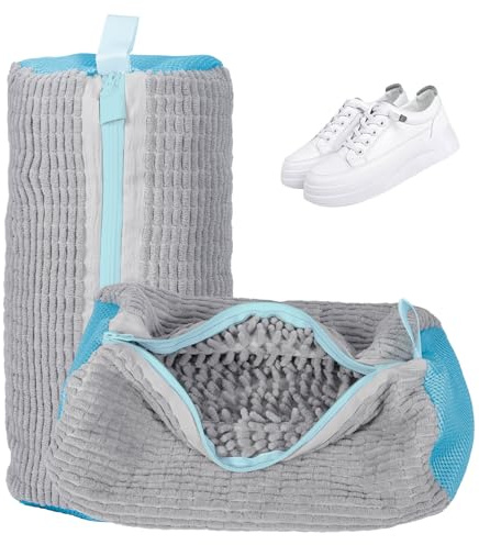 ZZXLOPEZ 2-pack Skopåsar för Tvättmaskin, 360° Rengöringsnät för Skor med Dragkedja och Broms, Tvättnät för Sneakers, Skopåse för Tvättmaskin och Torktumlare, återanvändbar