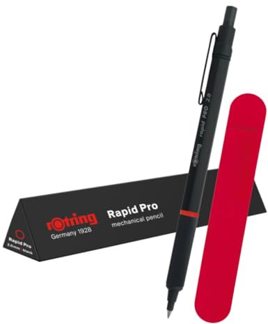 rOtring Rapid Pro Druckbleistift | HB 2,0 mm Minen-Drehbleistift | Mattschwarzer Vollmetallschaft mit Samtetui