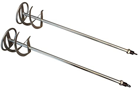 2 x Wendelrührer 120 x 600 mm Rührer Mörtelrührer Rührquirl Wendel-Rührstab mit Gewinde M14 Aufnahme für Rührwerke Rührkorb Ø 120 mm Länge 600 mm für Fertigputz, Estrich etc.