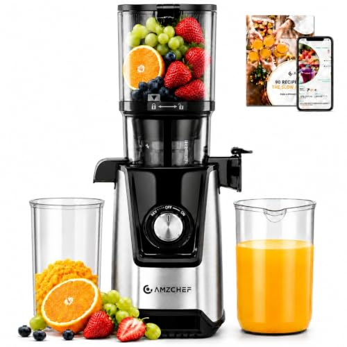 AMZCHEF Extracteur de Jus, Centrifugeuse 120 mm, Fruits et Légumes, Inverse