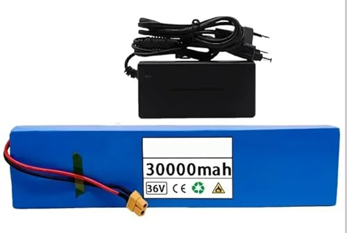 Batería para Bicicleta Electrica 36V 30Ah Paquete De Batería E-Bike 10S3P Batería De Alta Potencia con Cargador para 200W 350W 500W 750W 800W Motores