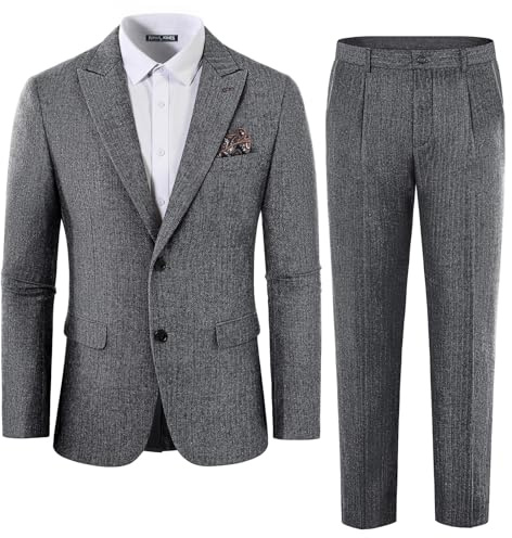 PJ PAUL JONES Herren Business Anzug Set 2 Teilig Slim Fit Sakko mit Kerbkragen Knopf Blazer Hose