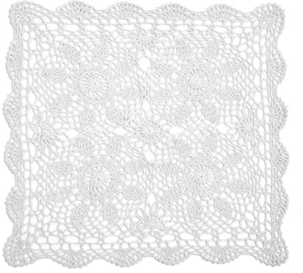 ACOLY Napperon carré en coton, style vintage, crocheté à la main, en dentelle, idéal pour la maison, une table basse, un restaurant ou comme meuble décoratif.