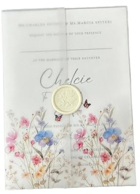 25 st vackra vilda blommor och fjäril veläng jacka sjal lämplig för en 5 x 7 bröllopsinbjudan för kontor (färg1)