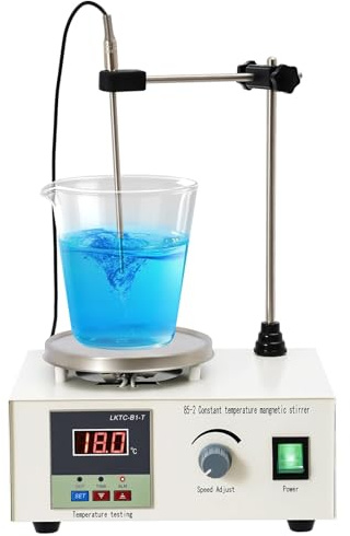 Agitateur magnétique chauffant 1 L avec support, agitateur électrique 100-2000 tr/min, plaque chauffante max 100 ℃ avec kit de mélangeur magnétique, équipement de laboratoire de chimie