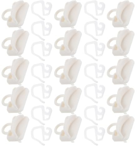 MUCKLILY Juego de 25 Ganchos Deslizantes para Cortinas de Plástico Efecto Pliegue para Riel de Cortina Accesorios para Colgar Ventanas y Separadores de Ambientes Uso Doméstico y