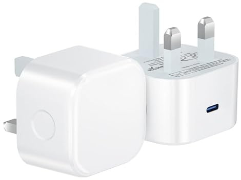 USB C Plug Fast Charge for iPhone 17 16 15 Charger Plug UK Type C 25W USBC Charging Head for New iPhone 17 Pro Max Air 16e 16 Plus 16 Pro Max 15 14 13 12 11 SE/iPad/Watch,2 Pack USB-C Port Wall Plug