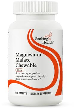 Seeking Health Magnesium Malate Chewable - Mineral Supplement Supports Energy, Muscle Function & Nerve Function - Formula with Dimagnesium Malate to Support Absorption - 100 mg, 100 Chewable Tablets