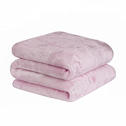 Dreamscene Luxury Faux Fur Large King Mink Fleece Ultra-Soft Snug Cosy Decorative Throw Over-Bed Sofa Warm Blanket, Blush Pink - 200 x 240cm