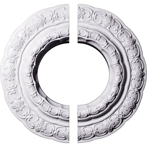Ekena Millwork CM15LI2 15 3/8OD x 7ID x 1P Lisbon Ceiling Medallion, Fits Canopies up to 7, 2 Piece