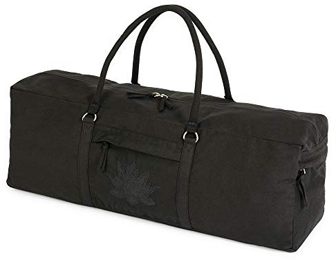 Yoga Studio YS/KitBag/SolidColours/Black Yoga Kit, 71 x 23 x 18 cm, Baumwolle Yogamatte Tasche mit Aufbewahrungstaschen, YKK Reißverschluss-Schwarz, Size:71cmx23x18cm