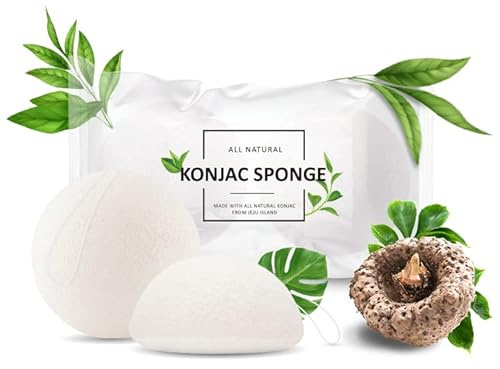 Memoir All Natural Korean Konjac Facial Sponge Set - 2 Pack | Gently Exfoliate Sensitive Skin, Great for Acne Prone Skin, Gentle Scrub, Removes Blackhead | Gently Daily Exfoliation