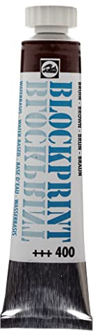 Talens Blockprint Schnell trocknende Deckfarbe - 20 ml Tube Braun 400 zum Schablonieren & Stempeln