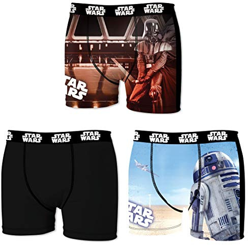 Star Wars Herren Boxershorts, R2D2, Chewbacca, Darth Vader, T-Fighter, Druide BB8 (L/6/50, Dreierpack No.2)
