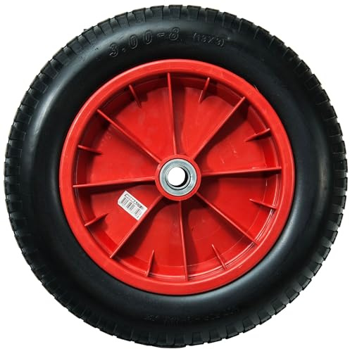 WERKA PRO Roue Increvable Diable 13'' Alésage 20 mm Ø330 x 85 mm Rouge | Durable, usage jardin, alésage 20 mm, pneu plein avec roulements à billes, pour diable, chariot, remorque, 1,37 kg