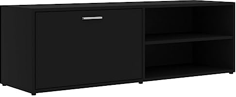 vidaXL TV Schrank mit 1 Tür 2 Fächern TV Möbel Lowboard Fernsehtisch Fernsehschrank Sideboard HiFi-Schrank Schwarz 120x34x37cm Holzwerkstoff