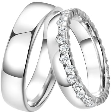 DOOSTI Trauringe/Partnerringe CROWN Silber 925 rhodiniert – inkl. Gratis Gravur