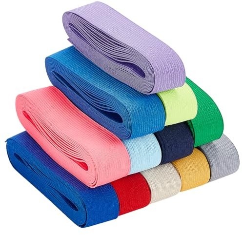 BENECREAT 33 Yards/30m 12 Farben Band Elastic Stretch 25mm Wide Sewing Craft Elastic Band Für Haargummis Stirnbänder Oder Andere DIY Projekte
