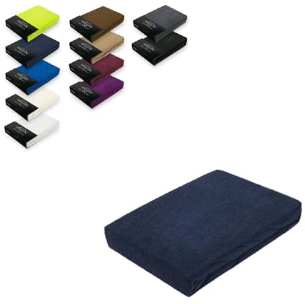 EXKLUSIV HEIMTEXTIL - Sábana bajera ajustable de rizo, 120 x 200 cm, color azul marino