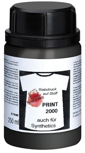 PAINT IT EASY NEU Siebdruckfarbe DEKAPRINT 2000 Metallic, 250 ml, Metallic-Schwarz