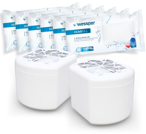 Wessper WES101, deumidificatore con 6 sacchetti di ricarica granulati, deumidificatore, ricaricabile, riduce muffa e odori (bianco), WES101