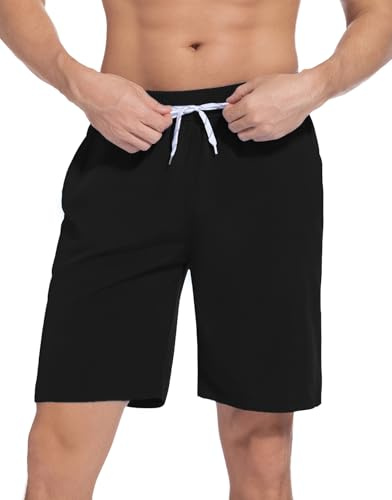 ACHTELEPHS Badehose Herren Lang Schnelltrocknend Badeshorts Männer Boardshorts Badehosen Schwarz XXL
