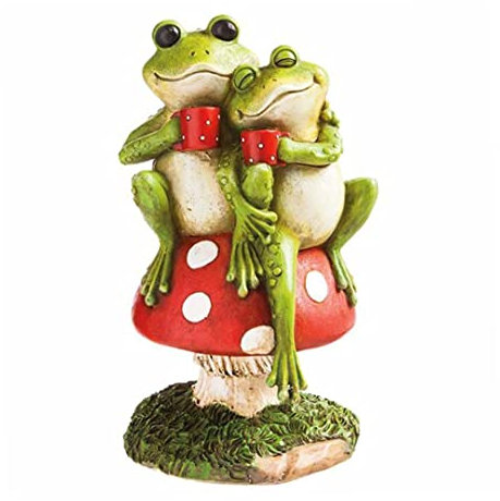 Rachlicy Grenouille Ornement d'Étang - Couples Verts Caré-Café Statues pour Décor de Jardin Extérieur - Art de Jardin