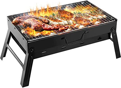 ATIBOSH Gril D'ExtéRieur, Gril à Charbon de Bois Portable et Pliable, Filet à Gril en Acier Inoxydable, Adapté Aux Pique-Niques, au Camping sur Le Balcon, Au Gril de Table dans L'ArrièRe-Cour