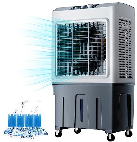 Ventilador Enfriador de Aire Por Evaporación Comercial, Aire Acondicionado 3 en 1 de 200 W, Tanque de Agua Grande de 50 L, Enfriadores de Aire para el Hogar, Enfriamiento de Hasta 50 M² ( Color : Mech