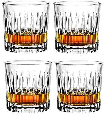 Vasos/Vasos de Agua 4 PCS Las tazas de cristal se fijan los vidrios del whisky de la manera, el whisky escocés, el bourbon, los cócteles, RON, Tumblers de gafas de whisky duradero Copas de Agua ( Colo
