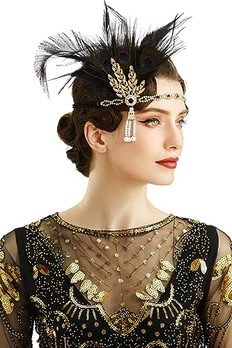 BABEYOND 1920er Flapper Feder Stirnband Roaring 20s Showgirl Gatsby Kopfschmuck