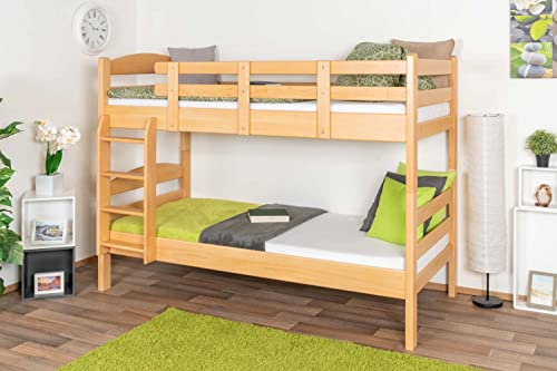 Etagenbett 90 x 200 cm für Erwachsene Easy Premium Line K17/n, Buche Massivholz Natur lackiert, teilbar